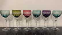 Seis copos cristal puro colorido