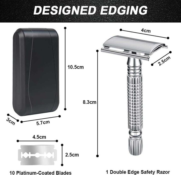 Maszynka do golenia męska Safety Razor stal nierdzewna + 10 ostrzy