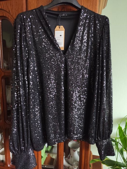 Spódnica i bluzka czarne cekiny rozmiar L