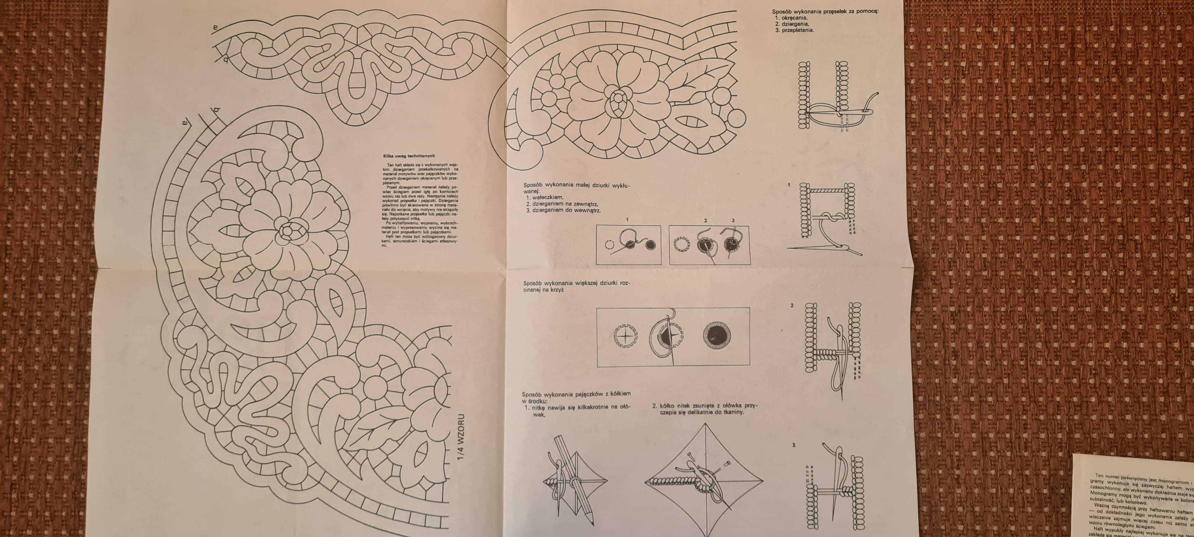Broszurki nr 2 i 3/90 ze wzorami (25) haftu płaskiego i richelieu