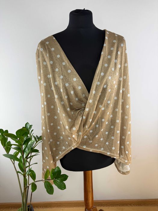 Beżowa nude asymetryczna bluzka w groszki Unique21 rozmiar 42 XL