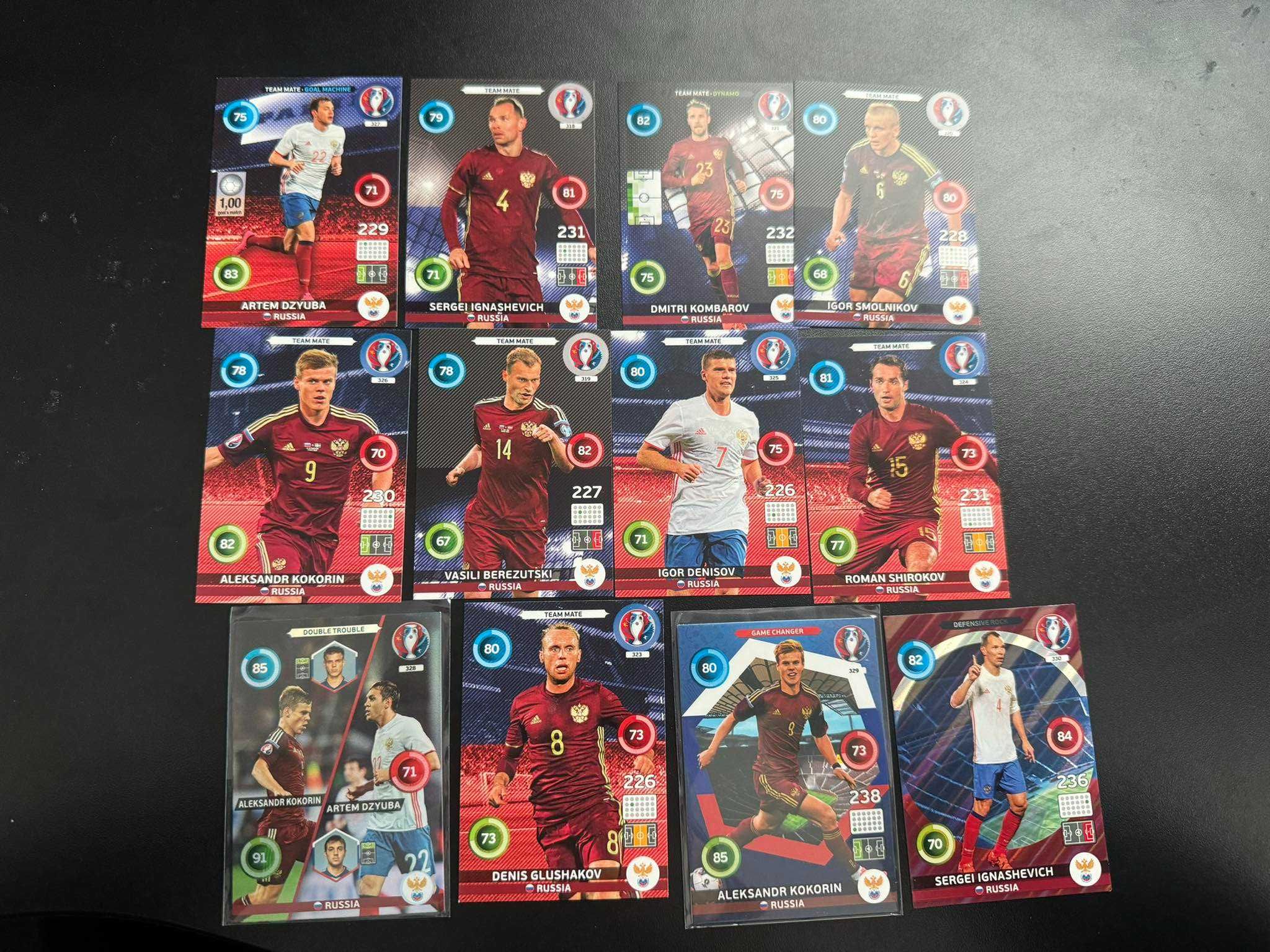 Kompletny Zestaw kart bazowych Euro 2016 Panini Rosja+ inne świecące