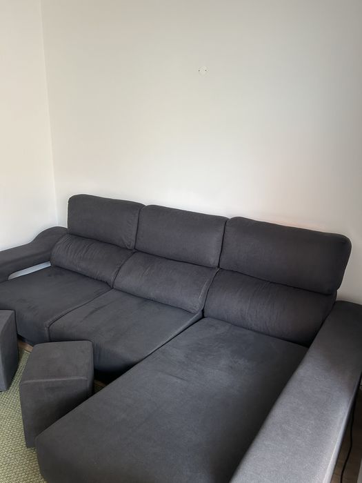 Sofá Chaise-Long Cinzento Escuro