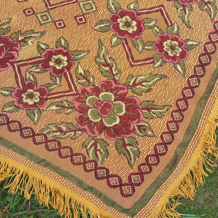 Koc kapa kilim PRL narzuta stara w kwiaty wzory zdobienia