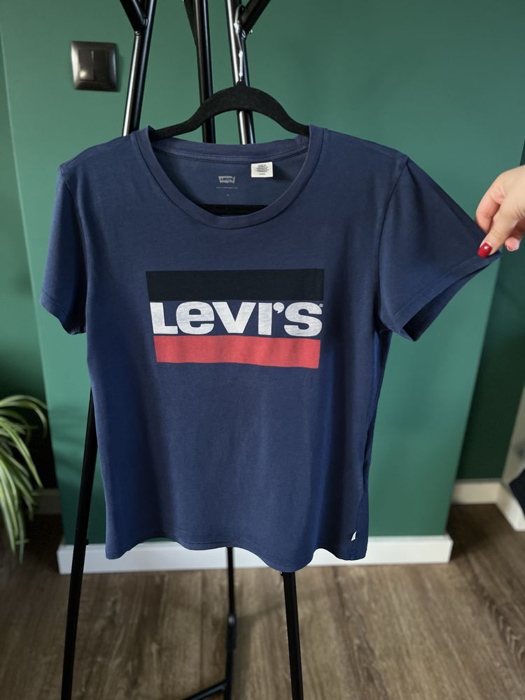 Bluzka t-shirt Levis granat bawełna cotton