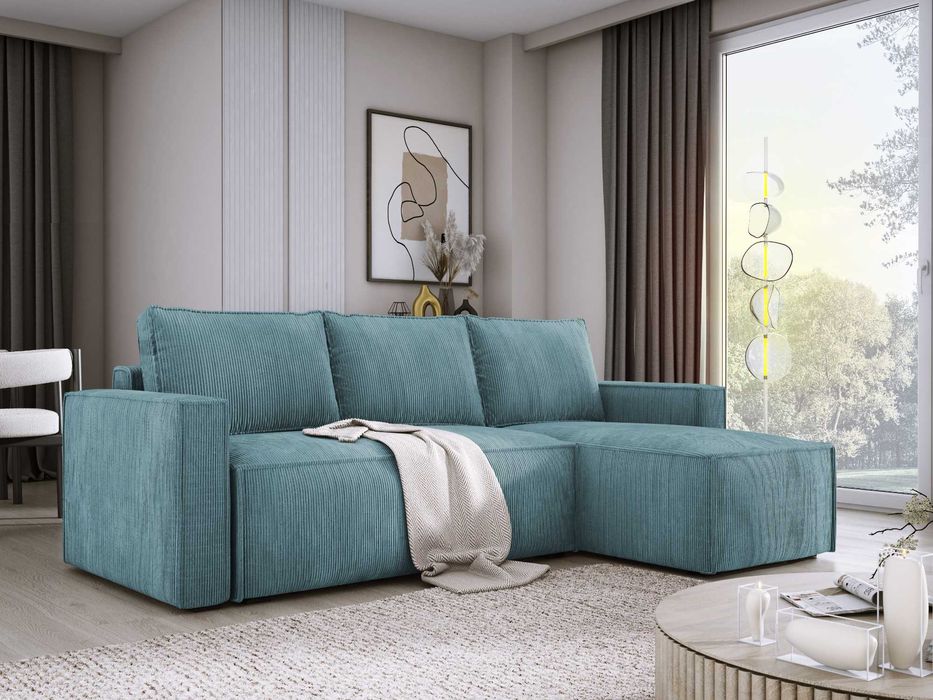 Narożnik sztruks KENZO z funkcją spania! 140x200 cm