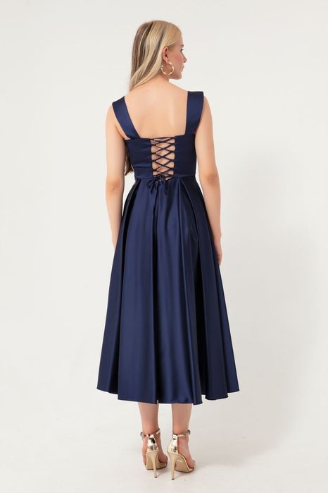 Lafaba 40 L Sukienka Granatowa Midi Balowa H16242