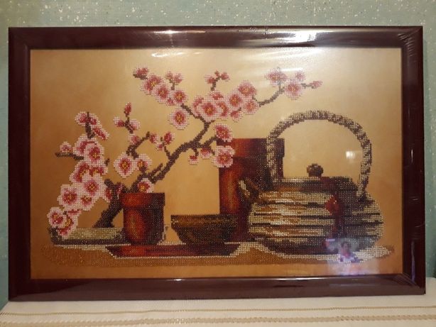 Картина вишита бісером "Чайна церемонія"
