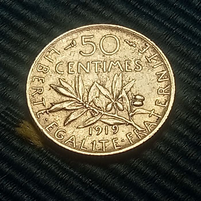 moeda prata franca 50 centimes 1919