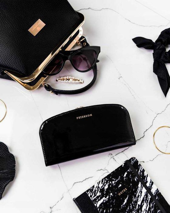 Portfel Damski PETERSON Poziomy Duży SKÓRZANY Elegancki LAKIEROWANY