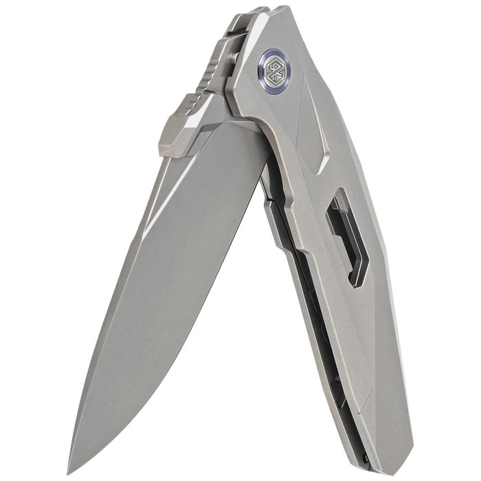 Nóż składany RikeKnife Shadow Clip Point Gray Titanium, Satin M390