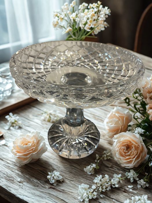 Patera szklana na wysokiej nóżce szklana kryształowa stan idealny