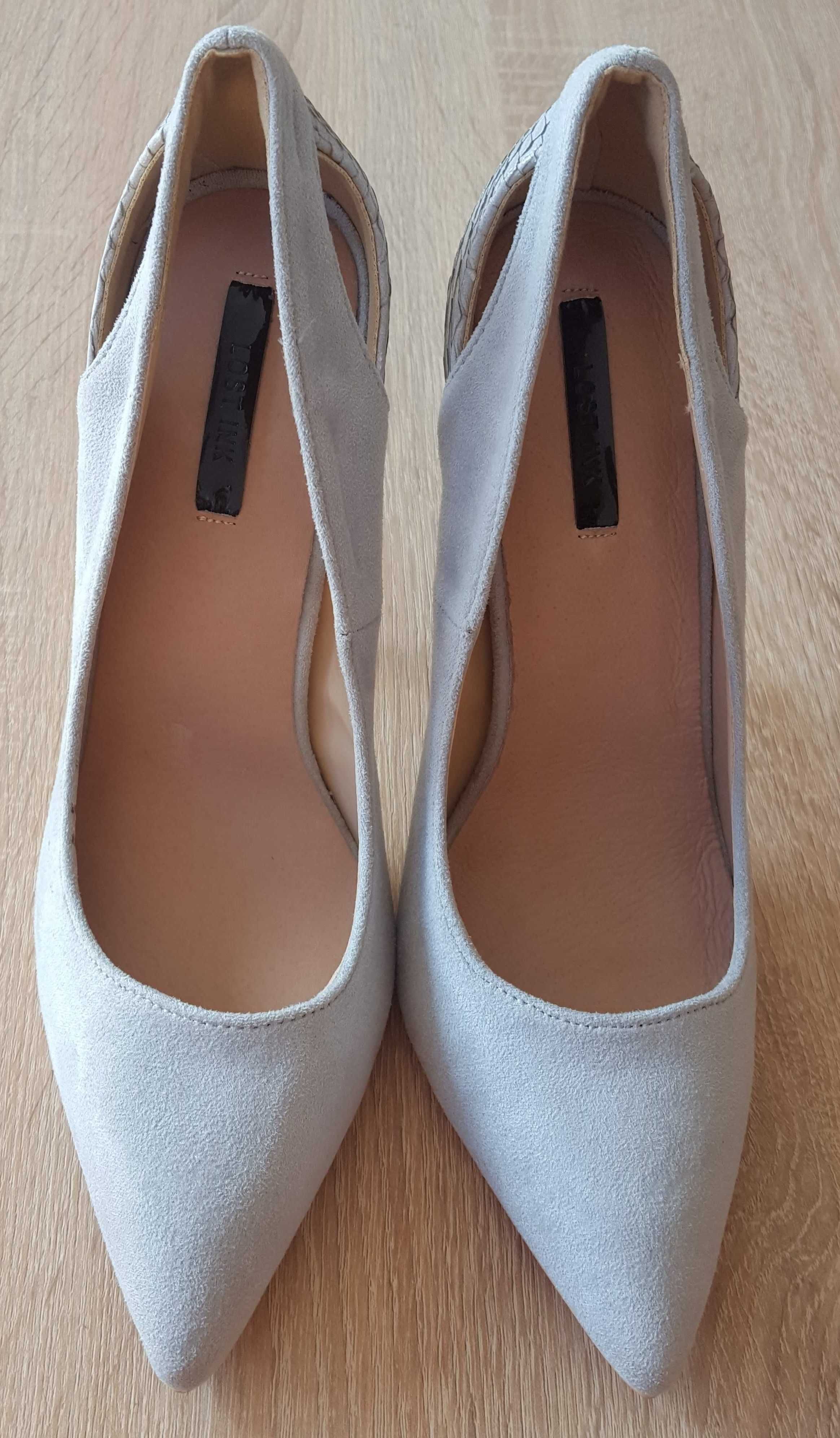 Nowe buty Lost Ink 40 szare szpilki obcasy wysokie eleganckie szpic