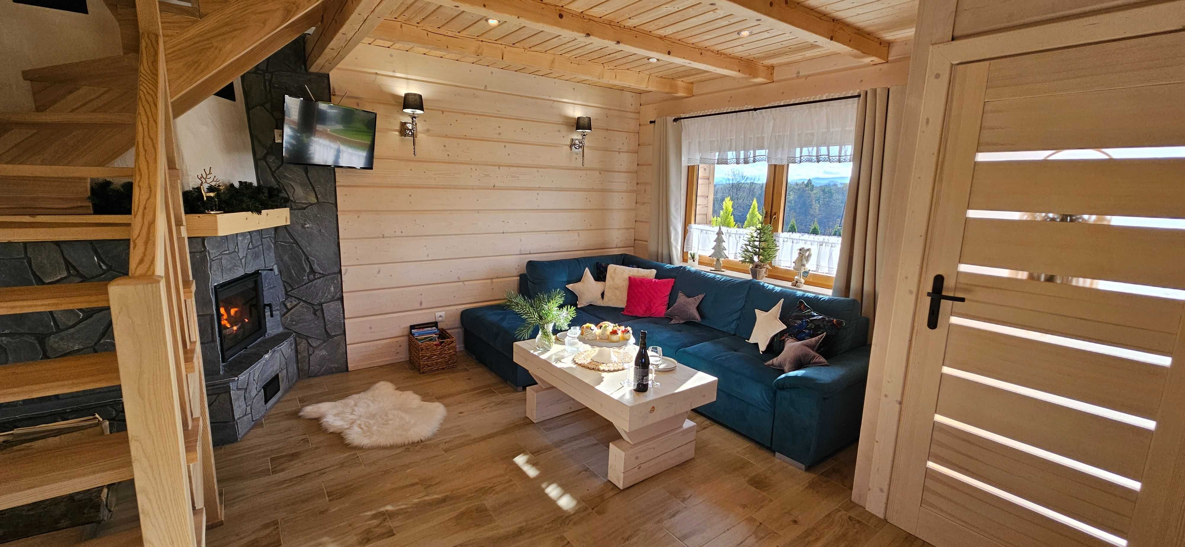Domek z kominkiem  Bieszczady Polańczyk Solina Jacuzzi