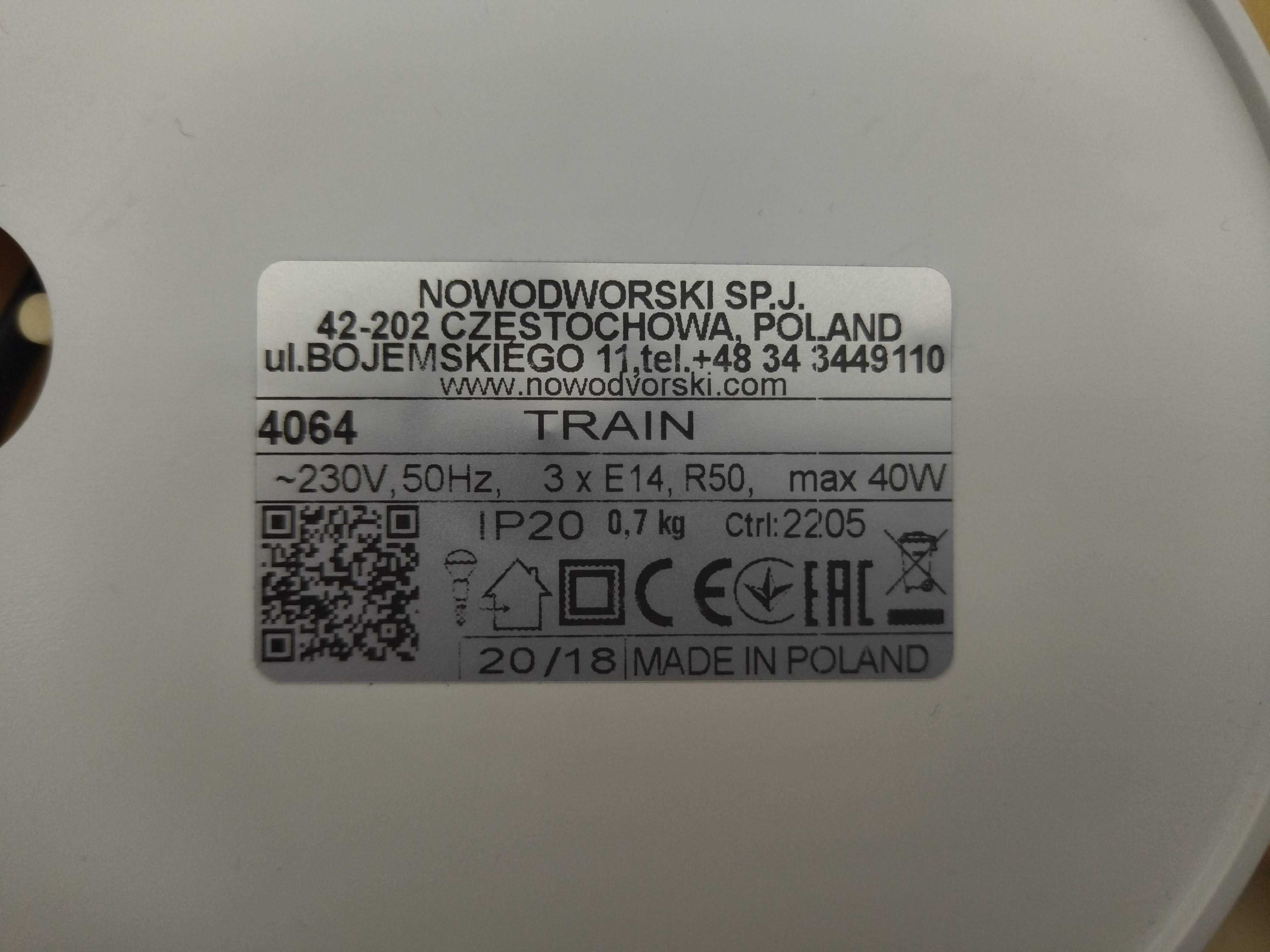 Lampa ścienna żyrandol kinkiet TRAIN III do pokoju dziecięcego