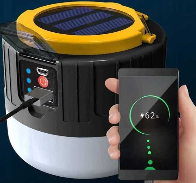 Lampa wielofunkcyjna akumulator kempingowa solarna