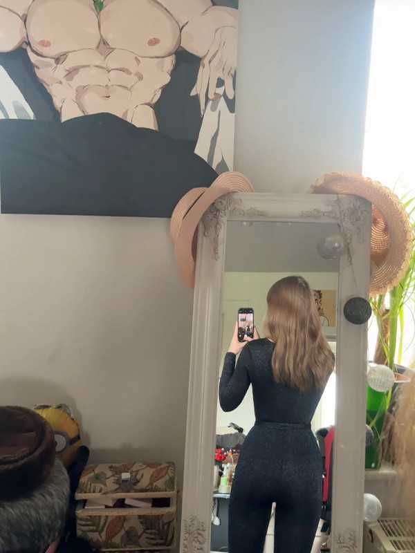 Czarny błyszczący kombinezon oh polly xs 34