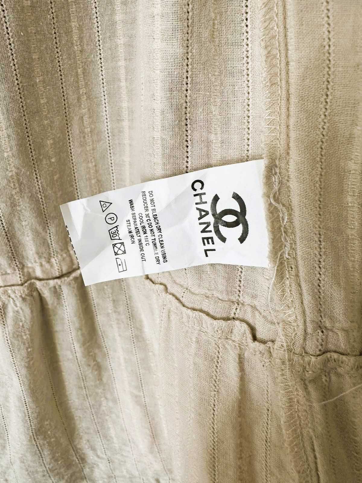 Бежевая хлопковая рубашка Chanel на пуговицах с завязками