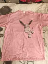 Różowy t-shirt koszulka damska z nadrukiem L 40