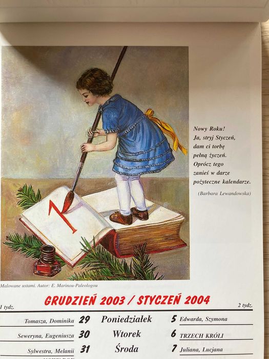 Reprodukcje obrazów malowane stopą,ustami.Kartki Kalendarze