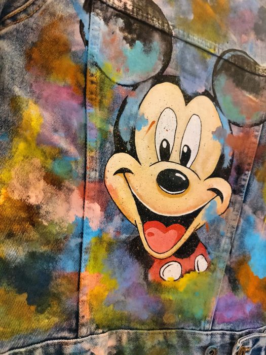 Custom kurtka jeansowa z motywem Myszka Mickey