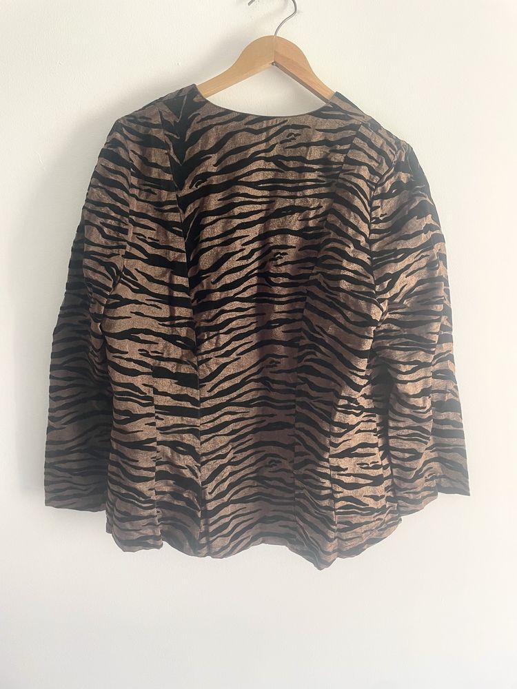 Żakiet marynarka w panterkę złota z połyskiem plus size yk2