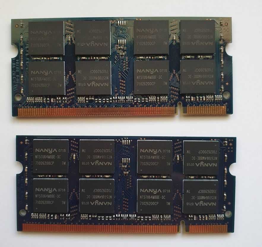Pamięć RAM 2x1GB = 2GB SO-DIMM SODIMM DDR2 Nanya