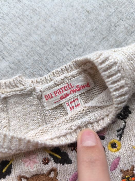 В'язане плаття з вишивкою 3-6 місяці 62-68 р.