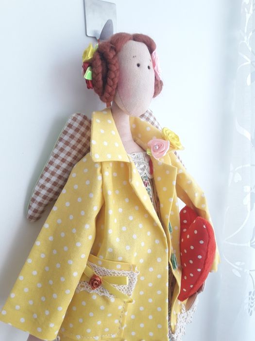 Hahdmade prezent Aniołek stróż z sercem tilda 50 cm
