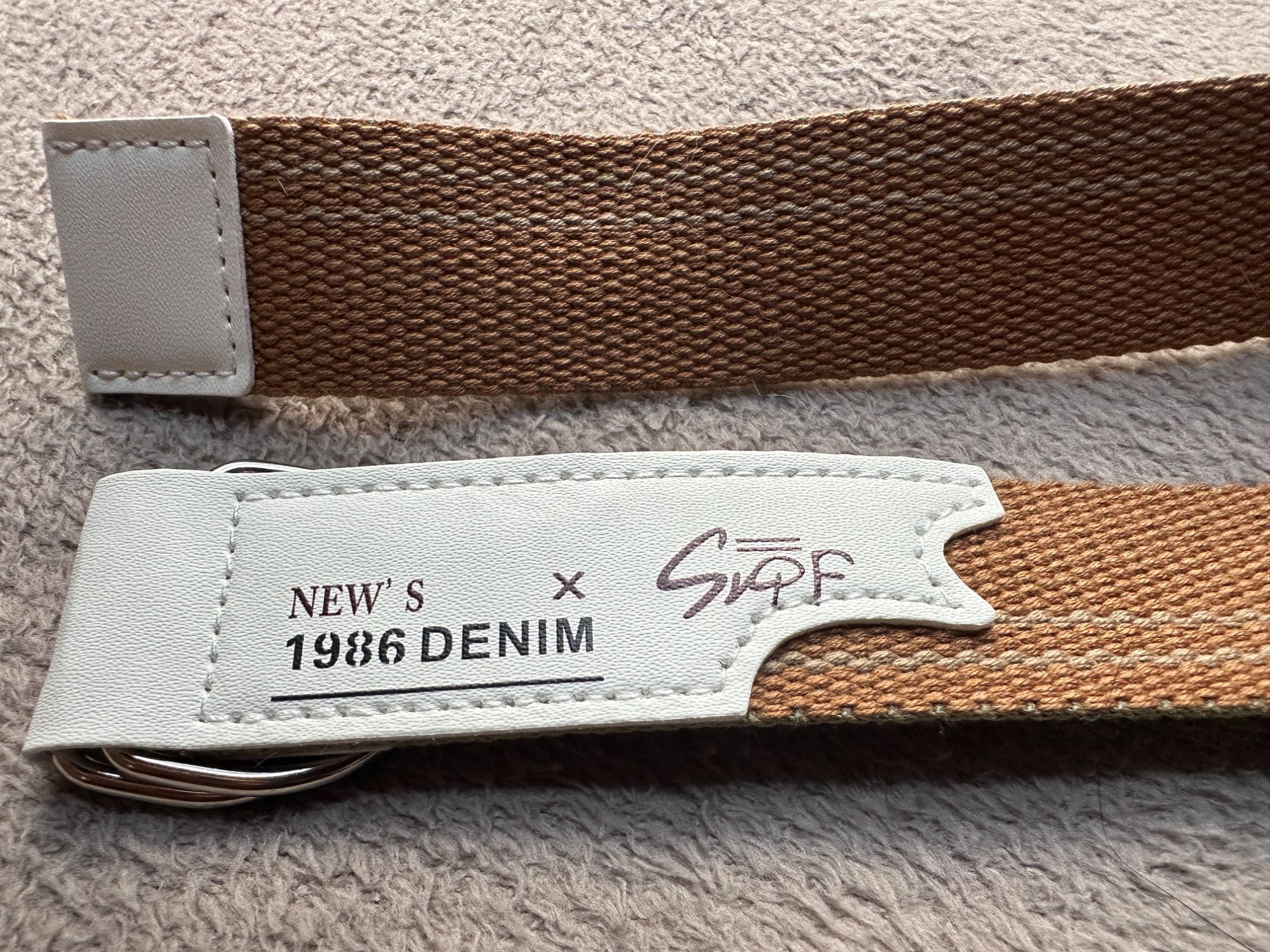 Pasek wiązany parciany klasyczny zielony brązowy khaki 1986 denim