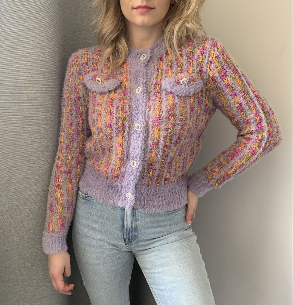 Shein wielobarwny sweterek kardigan oldmony wiosenny spring vibe M