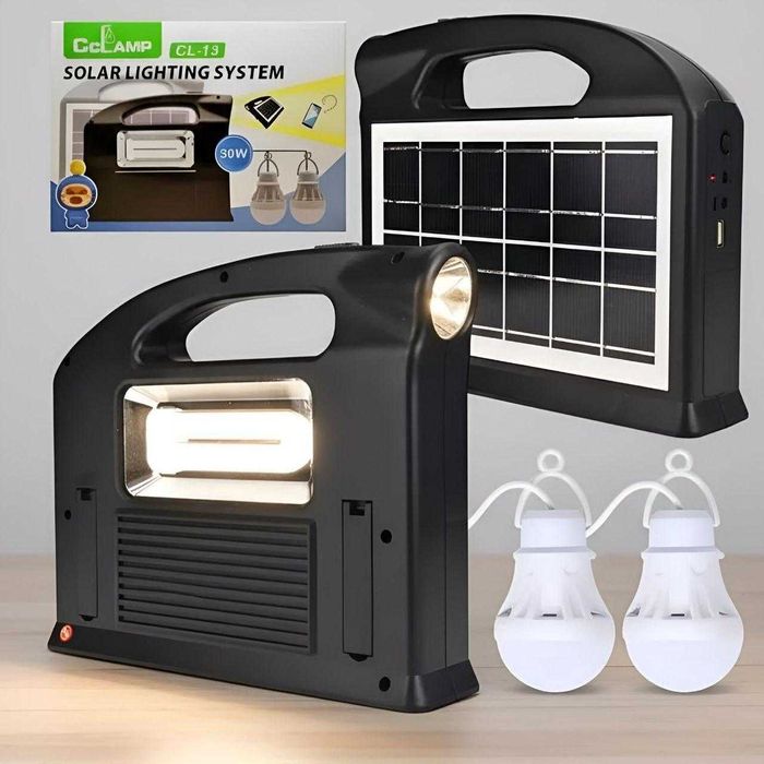 Зарядна станція Cclamp соняшна панель +2 лампочки+ліхтар+Power Bank