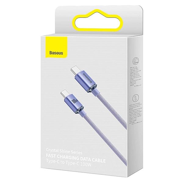 Kabel Baseus CAJY USB-C - USB-C PD QC 100W 5A 480Mb/s 2m - fioletowy