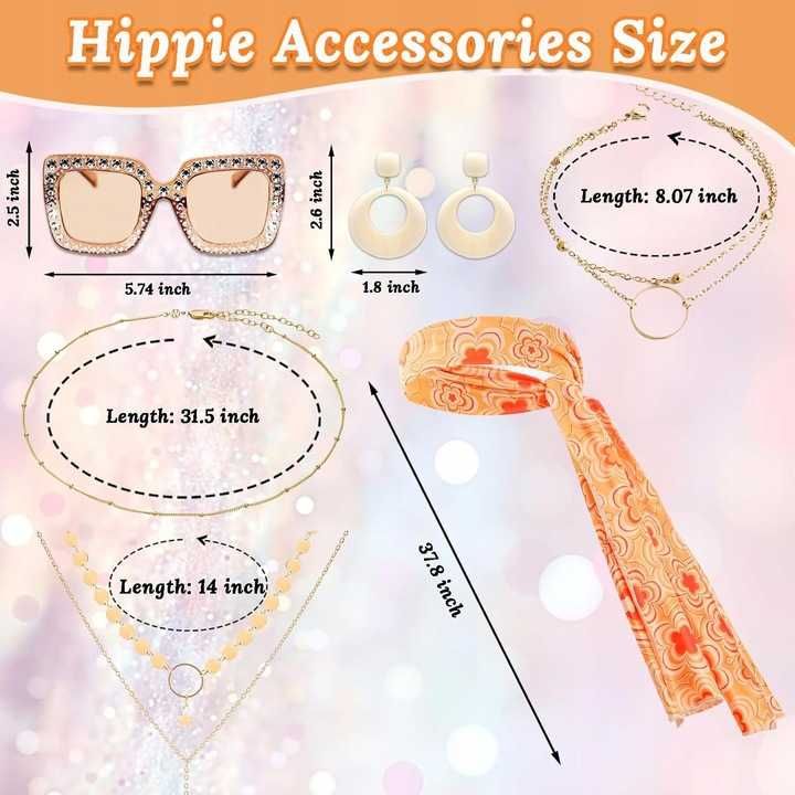 Strój Hipiski Kostium Przebranie Hippie Lata 70 rozm. M K462