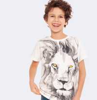 Koszulka Chłopięca T-shirt chłopięcy z Lwem biały biała 134 Endo