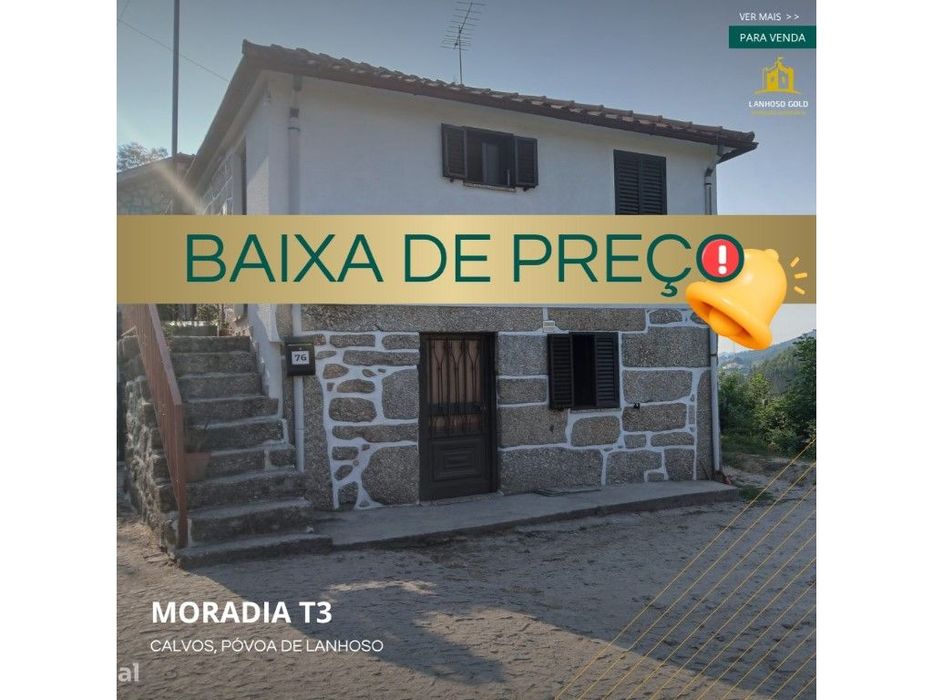 Moradia T3 com Terreno em Calvos, Torrões - Póvoa de Lanhoso