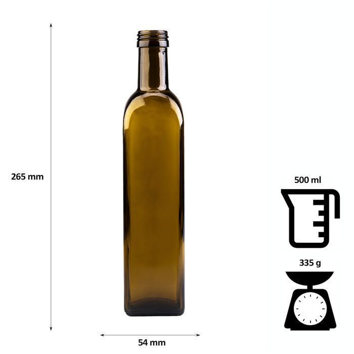 5x Butelka MARASCA 500 ml oliwkowa z zakrętką na oliwę ocet