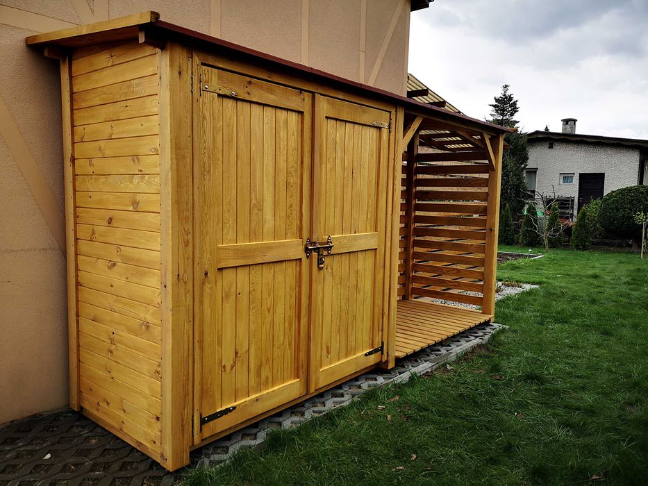 Drewutnia 2 x 1,1m + domek narzędziowy 2 x 1,1m z podwójnymi drzwiami