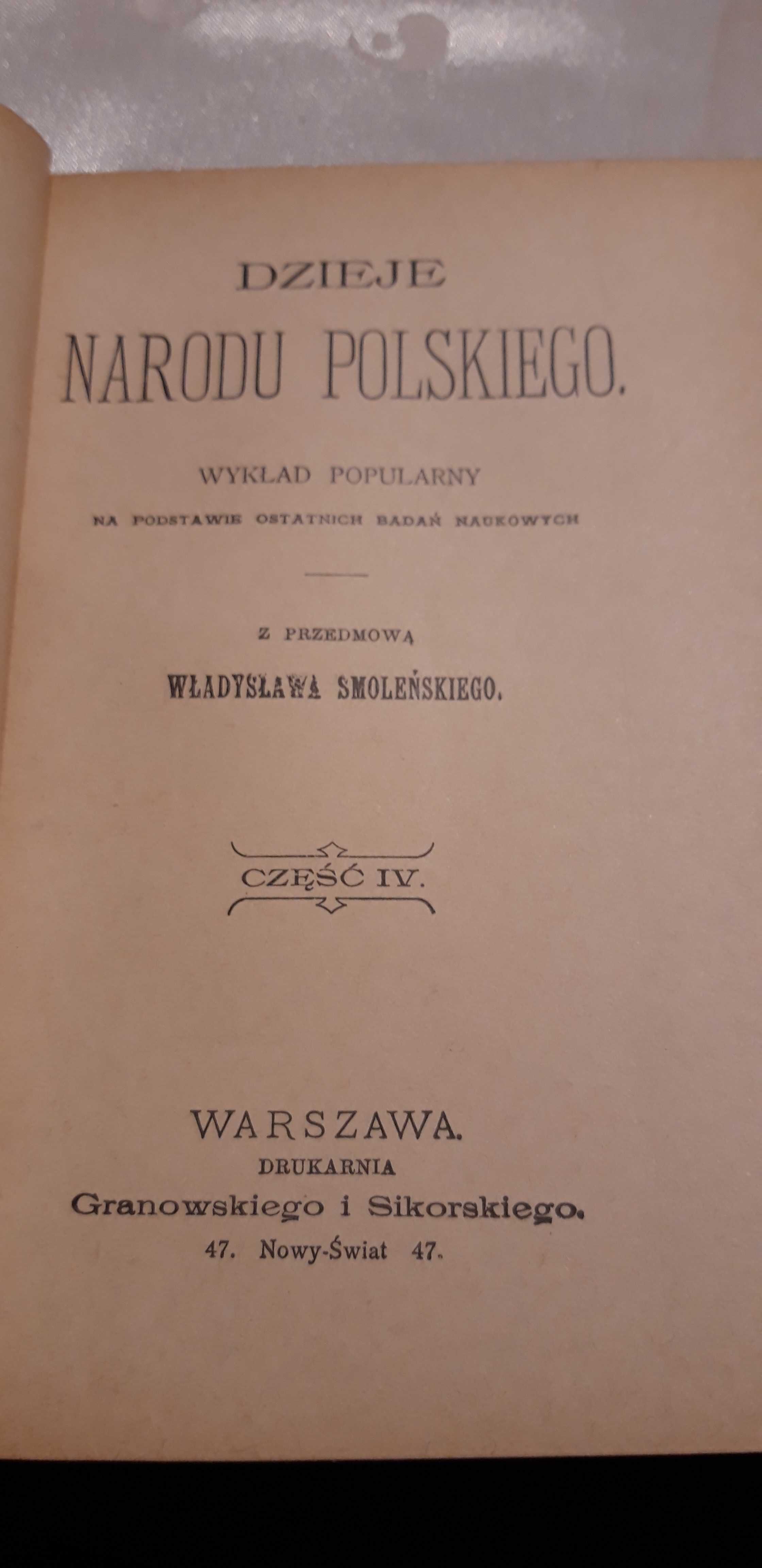 Dzieje Narodu Polskiego,1-4 -Smoleński- W-wa 1898, 2. vol., opr.,mapki