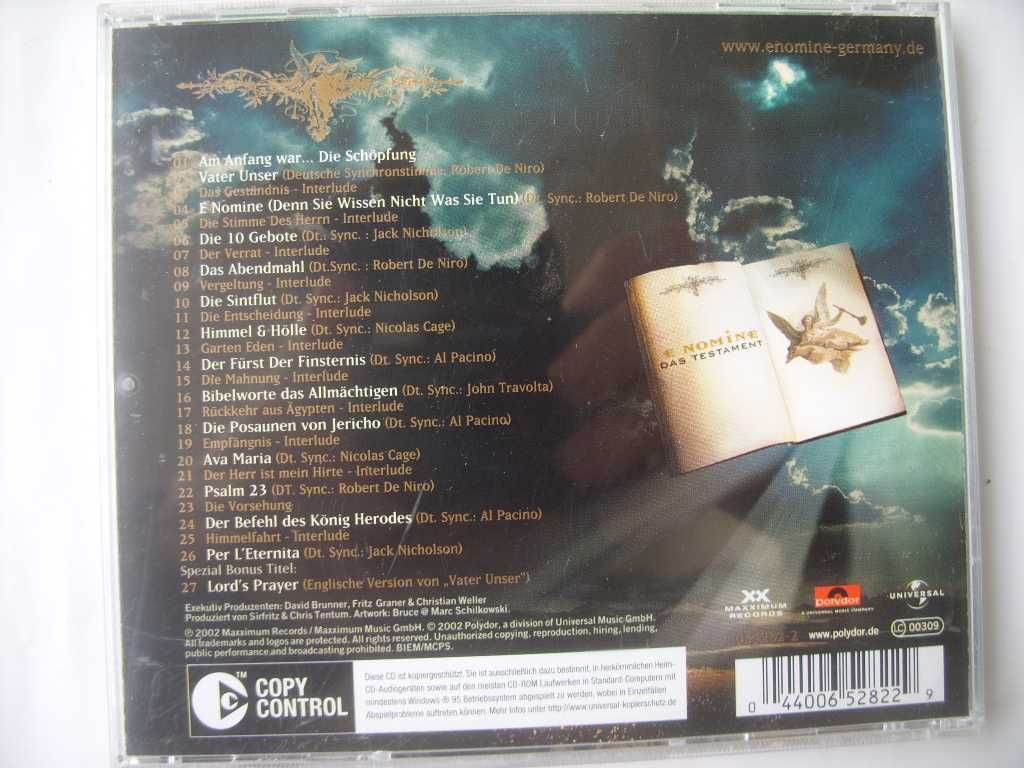 Elektro CD; E Nomine das testament2002 rok.