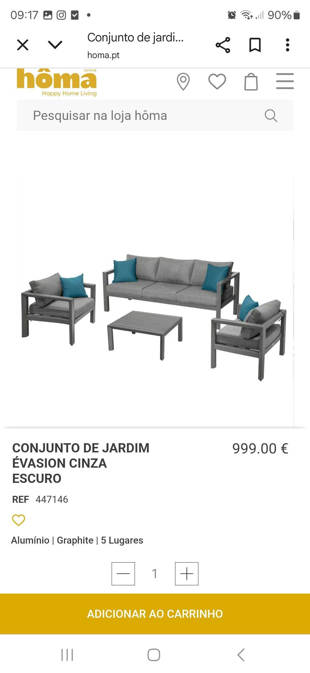 Conjunto de jardim seminovo (Uma semana de uso) em alumínio