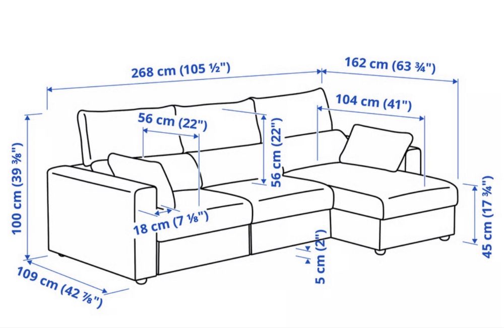 Sofá 3 lugares c/chaise longue, Hillared bege Ikea