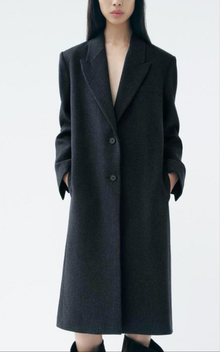 Płaszcz Zara grafitowy oversize M 40 zw collection glamour