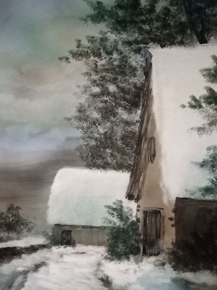 Prato antigo pintado a mão por Raul da Bernarda de Alcobaça, assinado