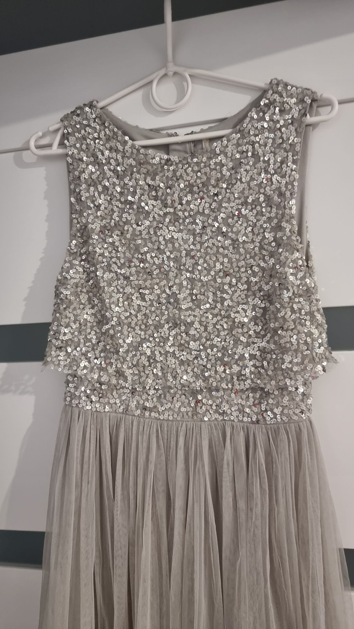 Maya r. 34 deluxe sukienka srebrna z topem asos