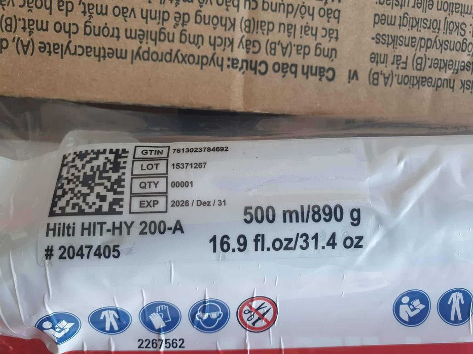 Kotwa chemiczna Hilti HIT-HY 200-A 500ml żywica dwuskładnikowa klej
