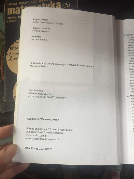 Zbiór zadań z matematyki, klasa 3, Kurczab, Śwda, 2016r.