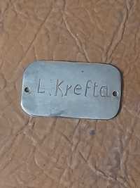 Stary grawer wizytówka na drzwi szafkę Krefta z metalu