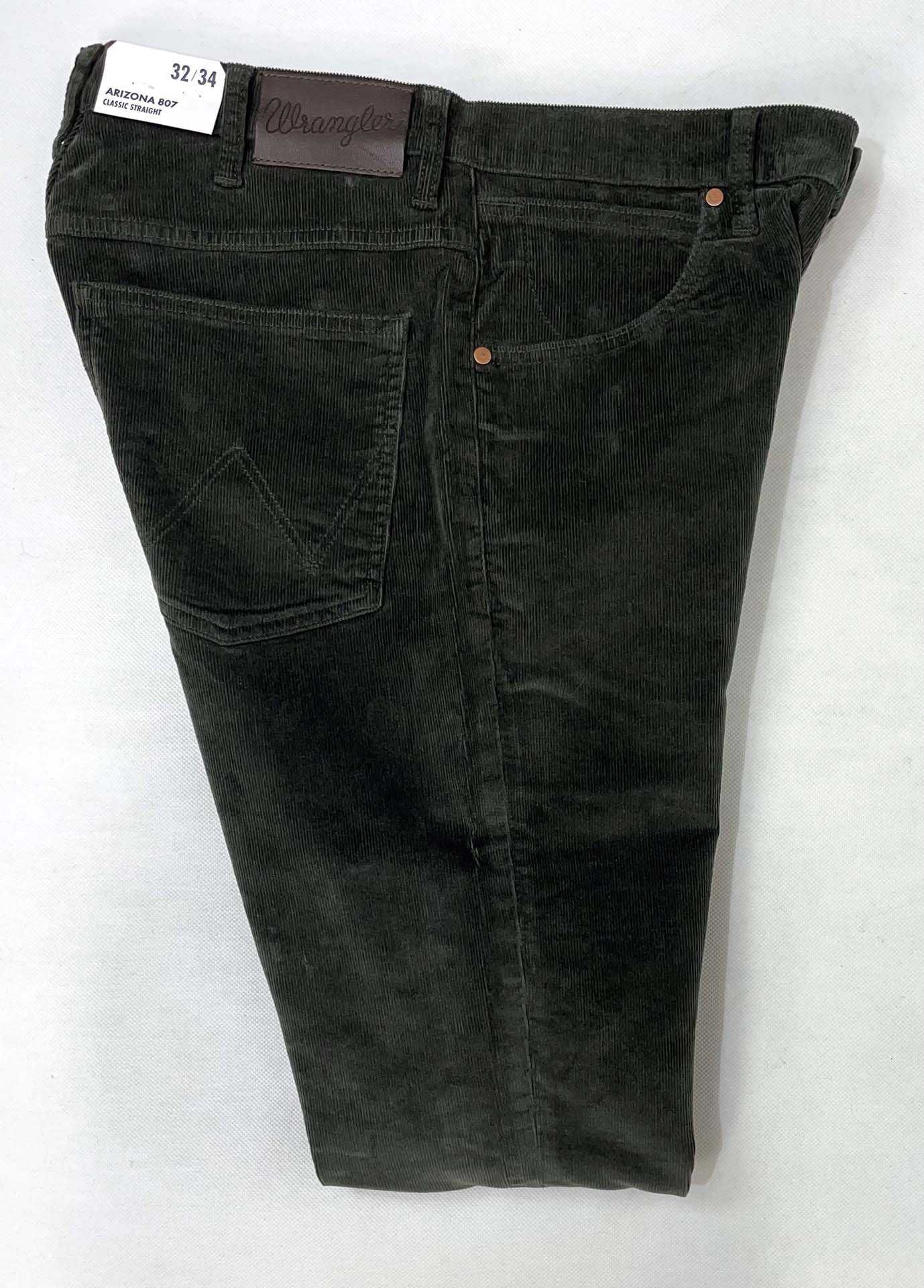 Spodnie męskie sztruks Wrangler Arizona Moss Green W33 L34