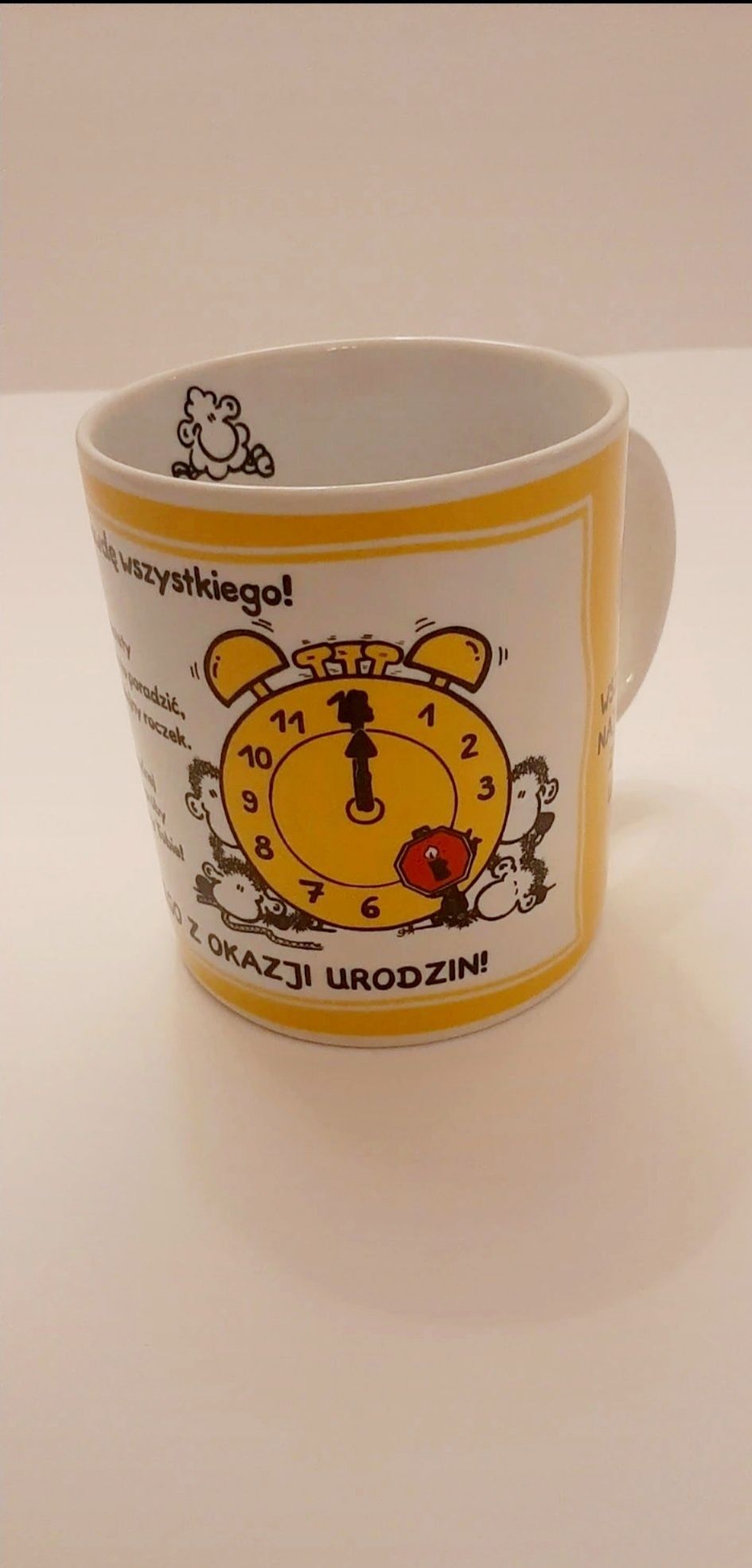 Kubek na 18 urodziny-  Kukartka Sheepworld zegar